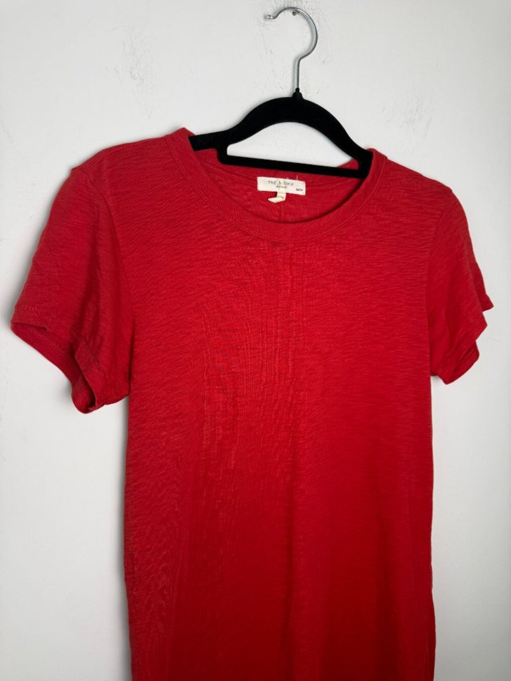 Rag & Bone The Slub Pima Cotton T-Shirt Ruby Red Size XS Casual Basic Capsule - Picture 5 of 13